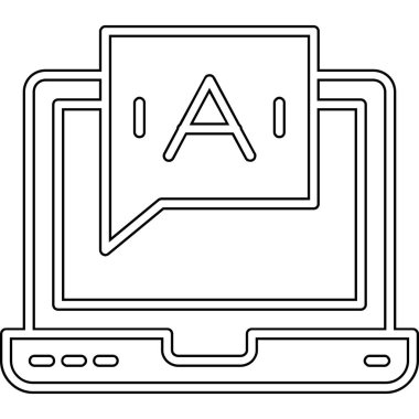 Harf baloncuğu simgesi olan dizüstü bilgisayar ekranı