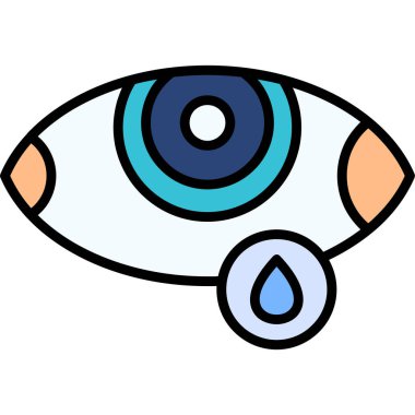 İkonlu göz. özet göz damlası vektör simgesi rengi düz izole