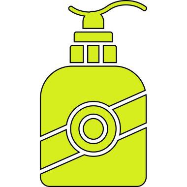 Beyaz arka planda bir şişe sıvı sabun, illüstrasyon, vektör..