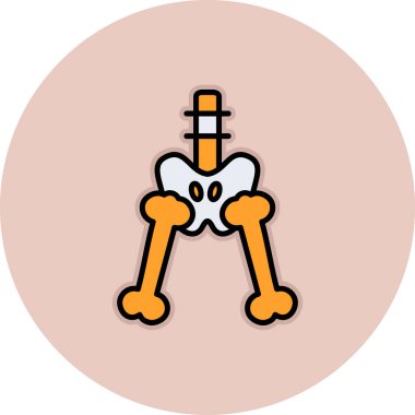 Kemik simgesi vektörü. İnce çizgi işareti. İzole edilmiş kontür sembolü gösterimi