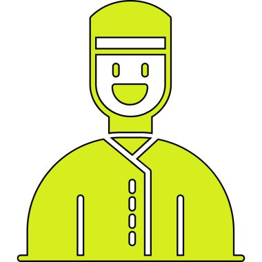 Yeşil eşarplı bir adamın vektör çizimi