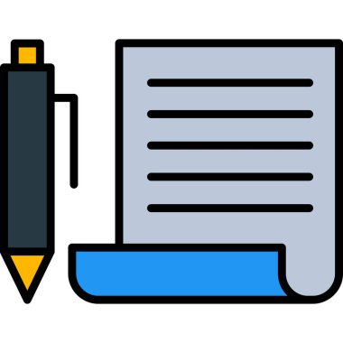 Kalem ve kalem simgesi. taslak kalem ve kalem vektör rengi düz izole