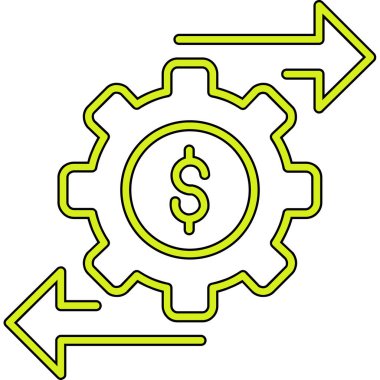 dişli dolar takas simgesi ana hat biçiminde