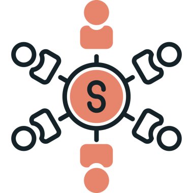 iş insanları grup simgesi olarak ana hatları doldurulmuş