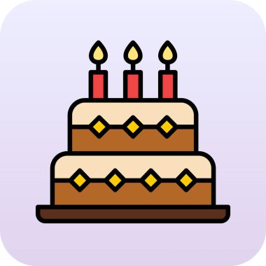 Doğum günü Keki simgesi, vektör illüstrasyonu