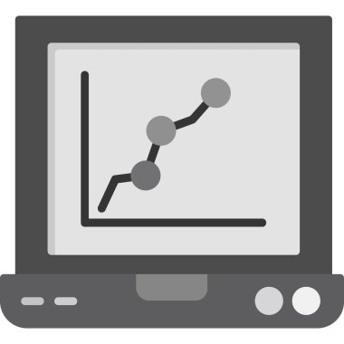 grafik simgesi ve düz biçimli bilgisayar ekranı