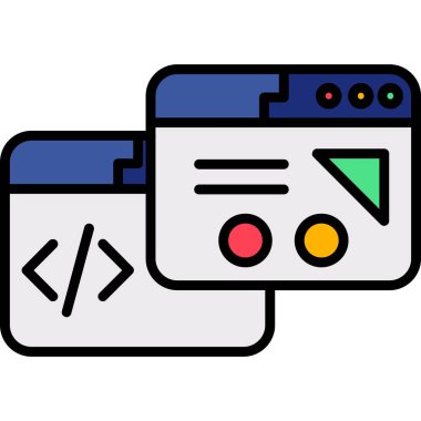 Web geliştirme renk ikonu vektör illüstrasyonu
