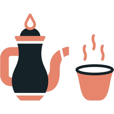 Sıcak içecek vektör tasarımlı çaydanlık bardağı