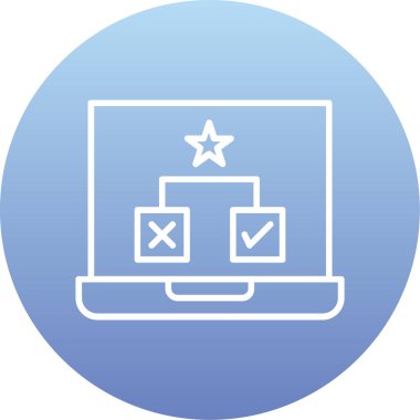 İşaretleme simgesi olan dizüstü bilgisayar, basit vektör illüstrasyonu