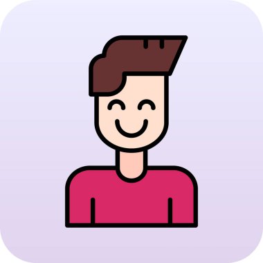 Saç stili vektör çizimi olan mutlu bir genç adam.