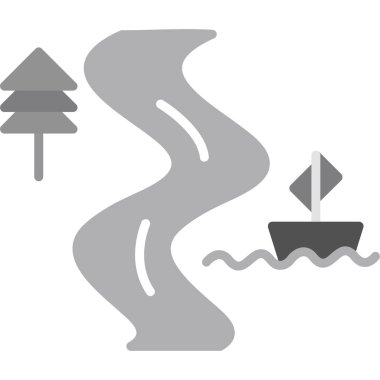 Orman ve ağaç ikonu. siyah ve beyaz illüstrasyon vektörü grafik.