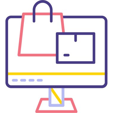 İnternetten alışveriş. Web simgesi basit illüstrasyon