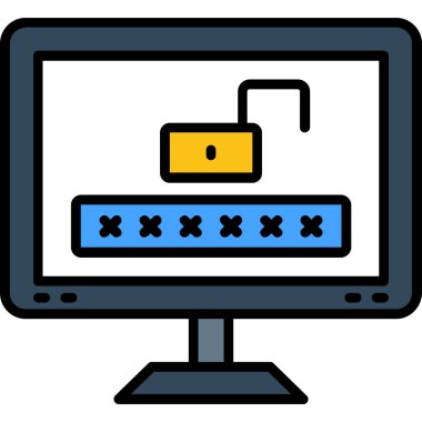 bilgisayar parola simgesi, vektör illüstrasyonu