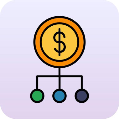 Dolar vektör çizgisi renk simgesi