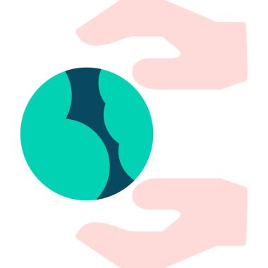 Dünya simgesini düz bir şekilde tutan eller