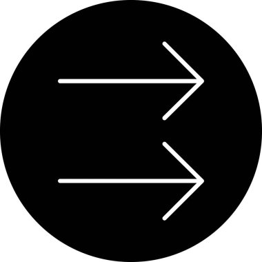 ok sağ vektör simgesi. Beyaz arkaplanda düz siyah vektör çizimi. Şeffaf arkaplanda izole.