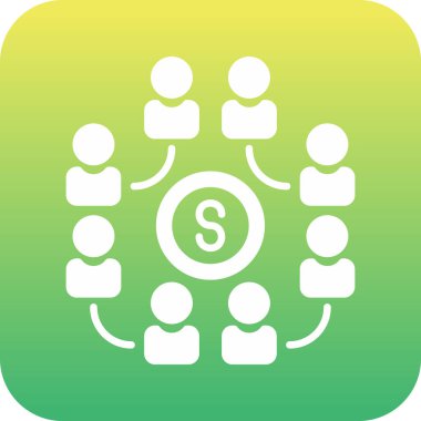 Dolar değişim vektör simgesi. resim biçimi, yuvarlak kare düğmesi içinde yeşil ve gri renkli düz simge sembolüdür..