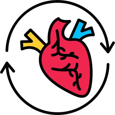kalp hastalığı ikonu renk ana hatları vektörü