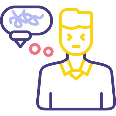 Adam konuşma kabarcığı vektör çizim tasarımı ile düşünüyor