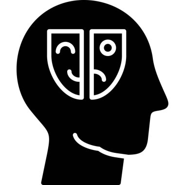 Yüz ikonu olan bir beyin. vektör illüstrasyonu