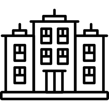 Otel binası ikon ana hatları vektörü. ev binası