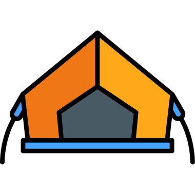 ev çatısı simgesi renk dış hat vektörü