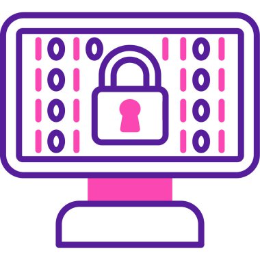 Bilgisayar kilidi. Web simgesi basit illüstrasyon