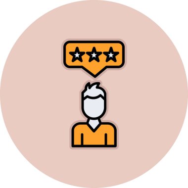 Beyaz zemin üzerinde izole edilmiş düz stil müşteri inceleme simgesi. derecelendirme sembolü çizimi