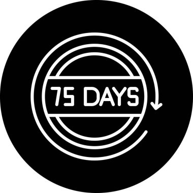 75 gün siyah damga, kenarlı yuvarlak vektör işareti