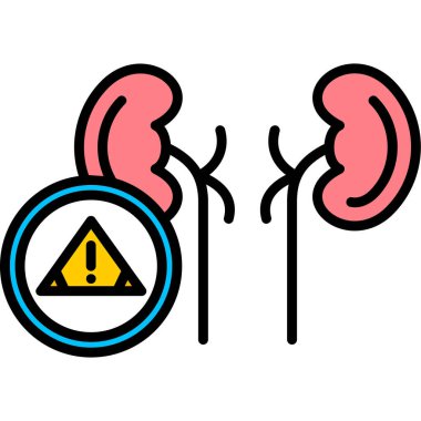 Böbrek ikonu renk ana hatları vektörü