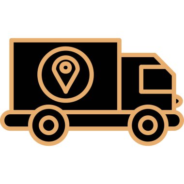 Teslimat kamyonu ikon vektör illüstrasyon tasarımı ile harita işaretleyici
