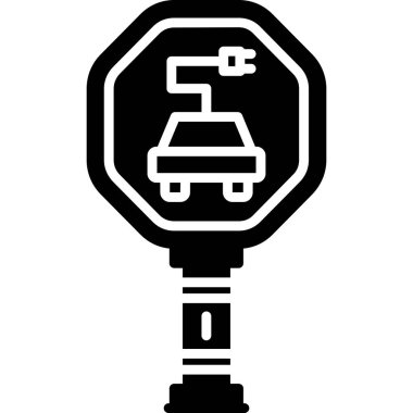 Elektrikli araba simgesi vektör illüstrasyonu