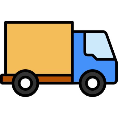 Van dağıtım kamyonu simgesi, vektör illüstrasyonu