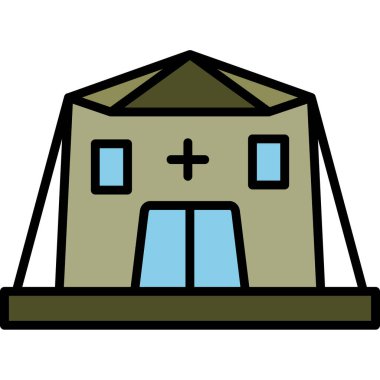 Emlak evi simgesi renk ana hatları vektörü