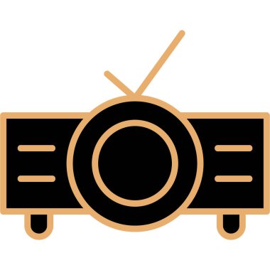 Beyaz arkaplan vektörü illüstrasyonunda izole edilmiş düz biçimli radyo simgesi