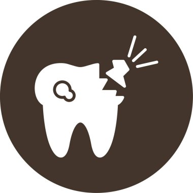 Kırık diş ikonu olan diş, beyaz arkaplanda vektör çizimi