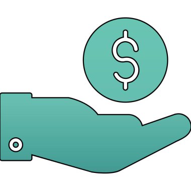 El simgesi vektör illüstrasyon tasarımlı bozuk para doları