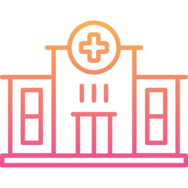 Hastane binası simgesi, vektör illüstrasyonu