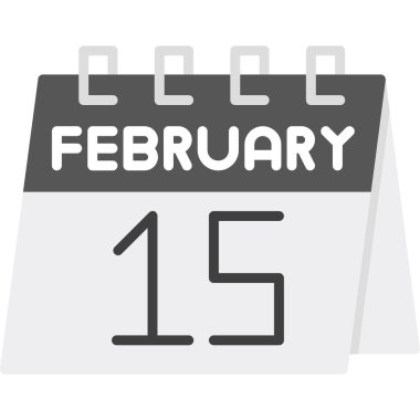 15 Şubat - takvim simgesi - düz biçim