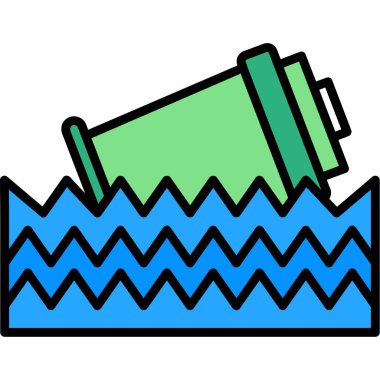 Su şişesi simgesi renk ana hatları vektörü