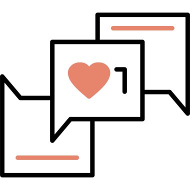 sohbet kalp mesajı simgesi ana hat biçiminde