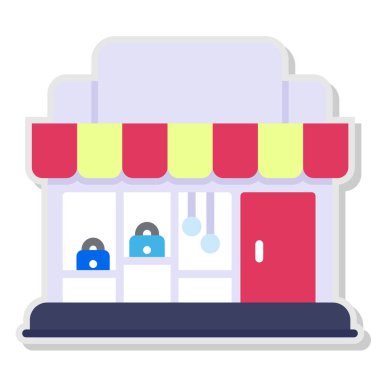 dükkan simgesi, düz tasarım