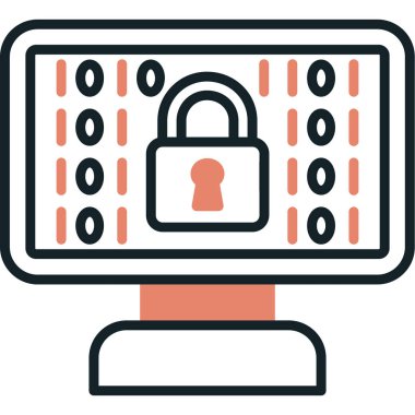 siber kilit düz simge, vektör, illüstrasyon