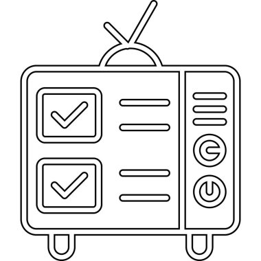 Anten çizgisi simgesi olan televizyon, özet illüstrasyon