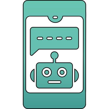 robot bot simgesi renk ana hatları vektörü