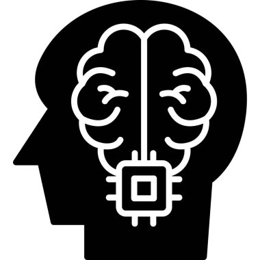 Kafa simgesi olan insan beyni, vektör illüstrasyonu