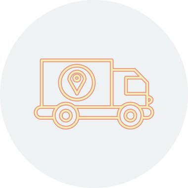 Karton kutu ince çizgi simgesi, dağıtım ve teslimat servisi, kamyon işareti, vektör grafikleri, beyaz arkaplan üzerinde renkli doğrusal doğrusal,