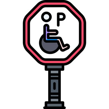 Engelli kişi vektör illüstrasyon tasarımlı park işareti