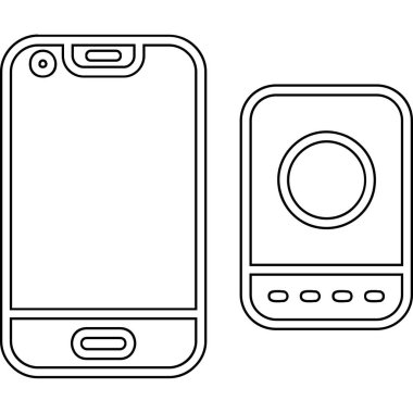 Akıllı telefon aygıtı teknolojisi ikon vektör illüstrasyon tasarımını izole etti