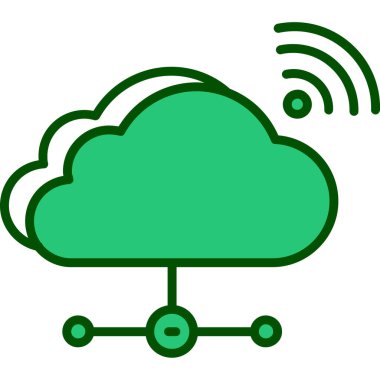 Bulut teknolojisi ikonu. anahat bulut hesaplama vektör rengi düz izole